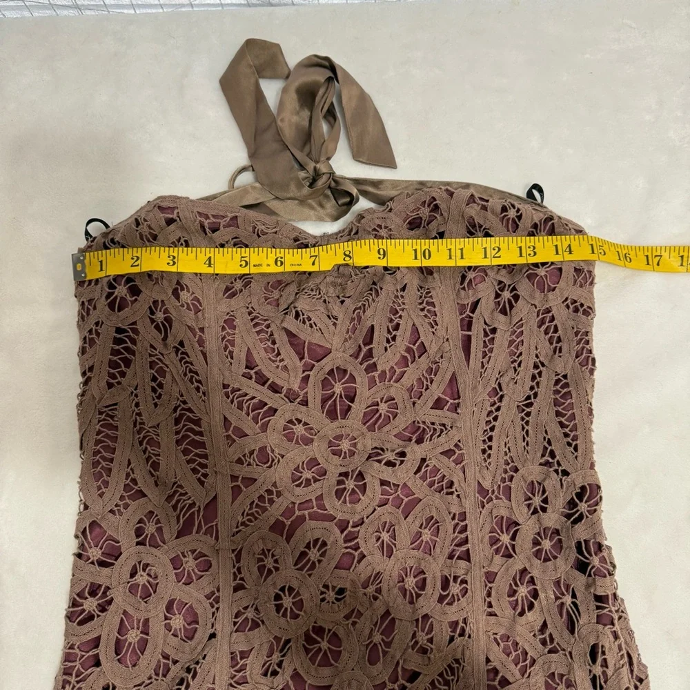 Vintage Betsey Johnson Y2K Crochet & Silk Strapless Halter Dress Size 6 - Picture 7 of 9